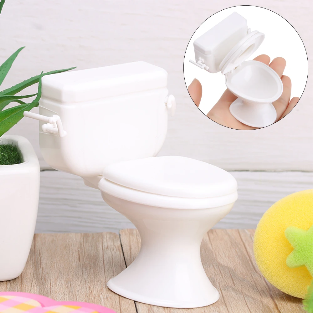 Miniature Toilet White Closestool Model Doll Accessories Dollhouse Furniture 
