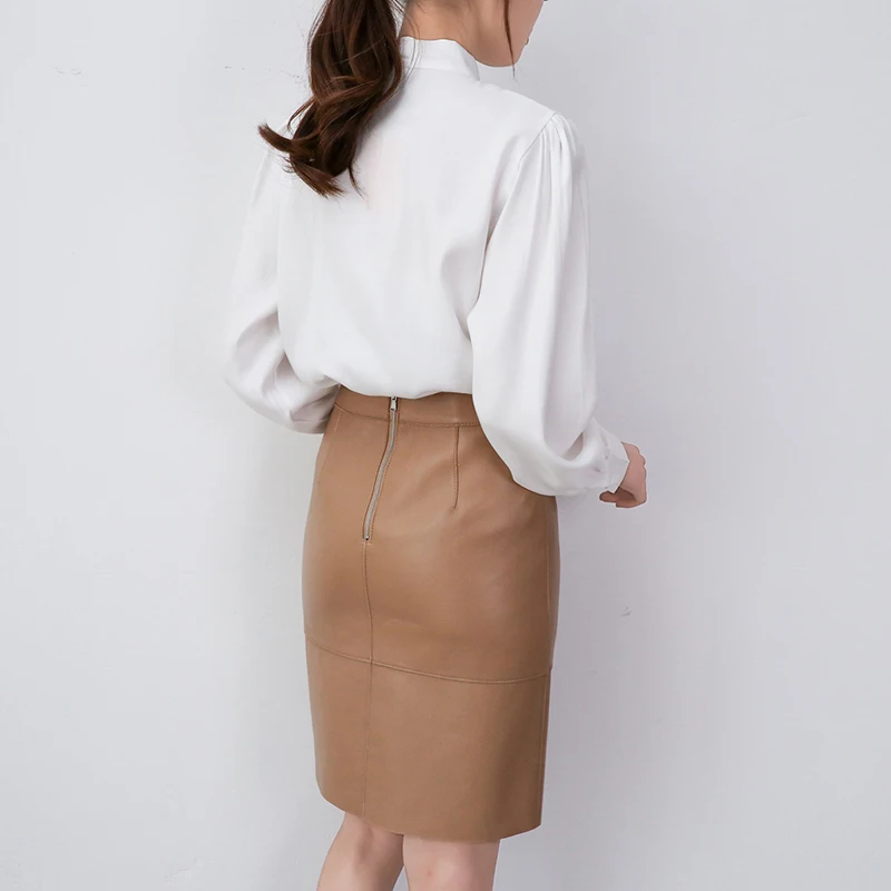 Новая женская Стильная Roupas Натуральная кожа Пряжка Deco юбка миди Femme хаки/зеленый/черный карандаш Saia OL Рабочая обёрточная бумага Gonne
