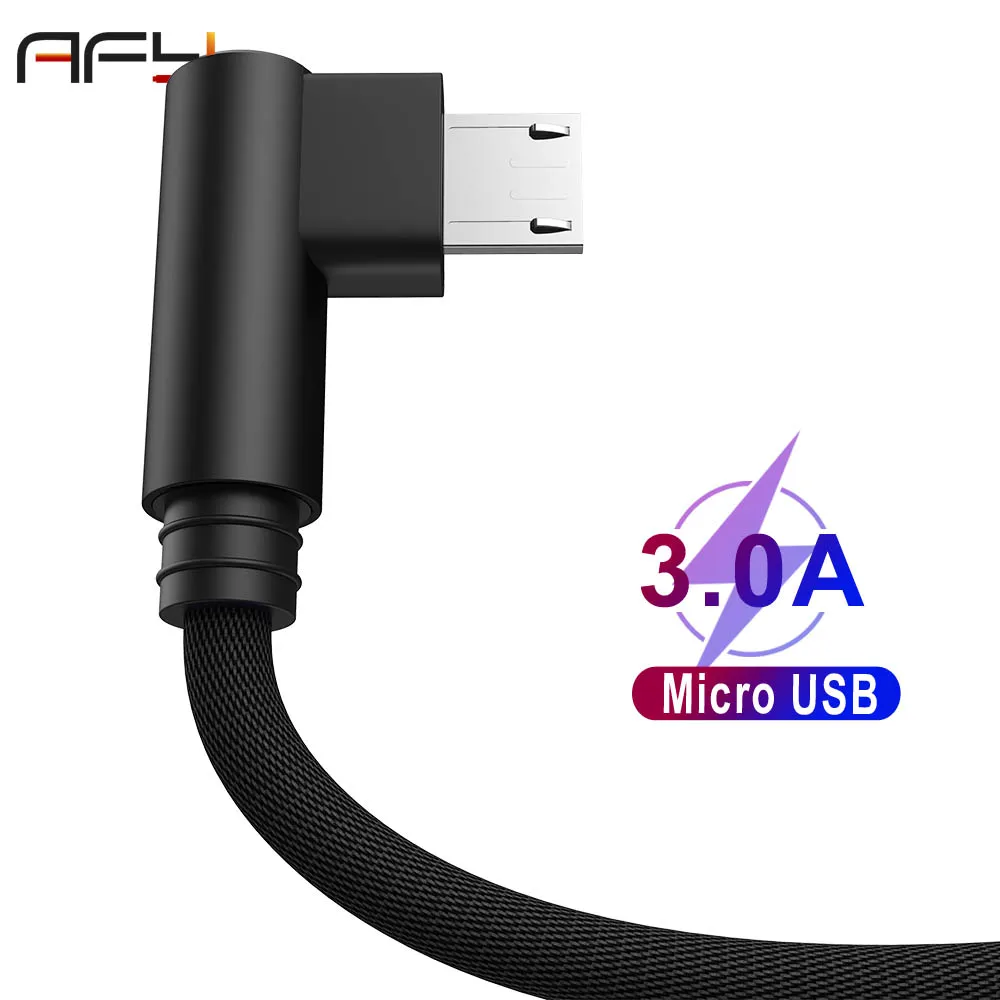 Кабель Micro USB AFY 3 А usb кабель для быстрой зарядки 90 градусов нейлоновый плетеный