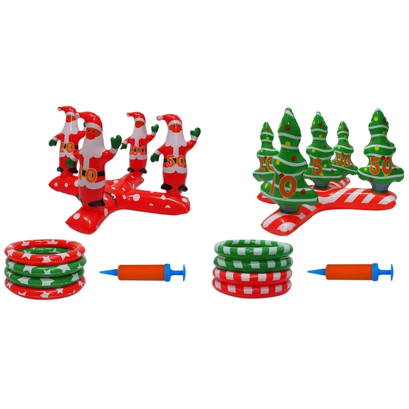 

Children Ring-toss Toy Inflatable Christmas Tree Santa Claus Throwing Game Toys