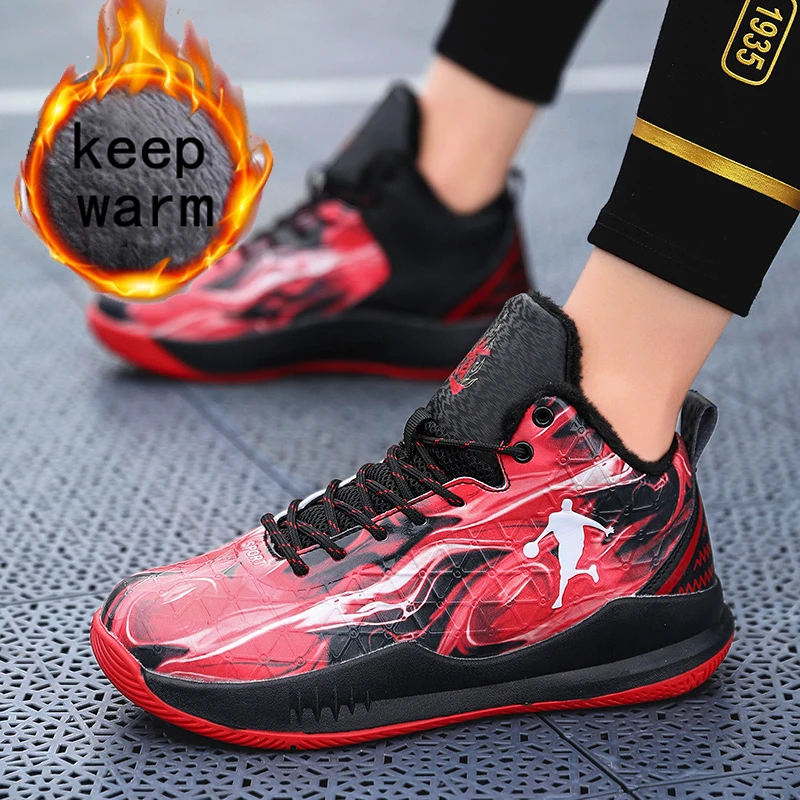 

Kids Jordan Shoes Childrens High Top Leathers Cotton Shoes Winner Warming Boys Basketball Sneakers Outdoor Comfortable Shoes