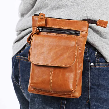 

Messenger Bags Bolso Hombre Work Man Brand sacoche homme Cow Leather Pouch Men Bag Genuine Leather Single Small Mobile Pouch