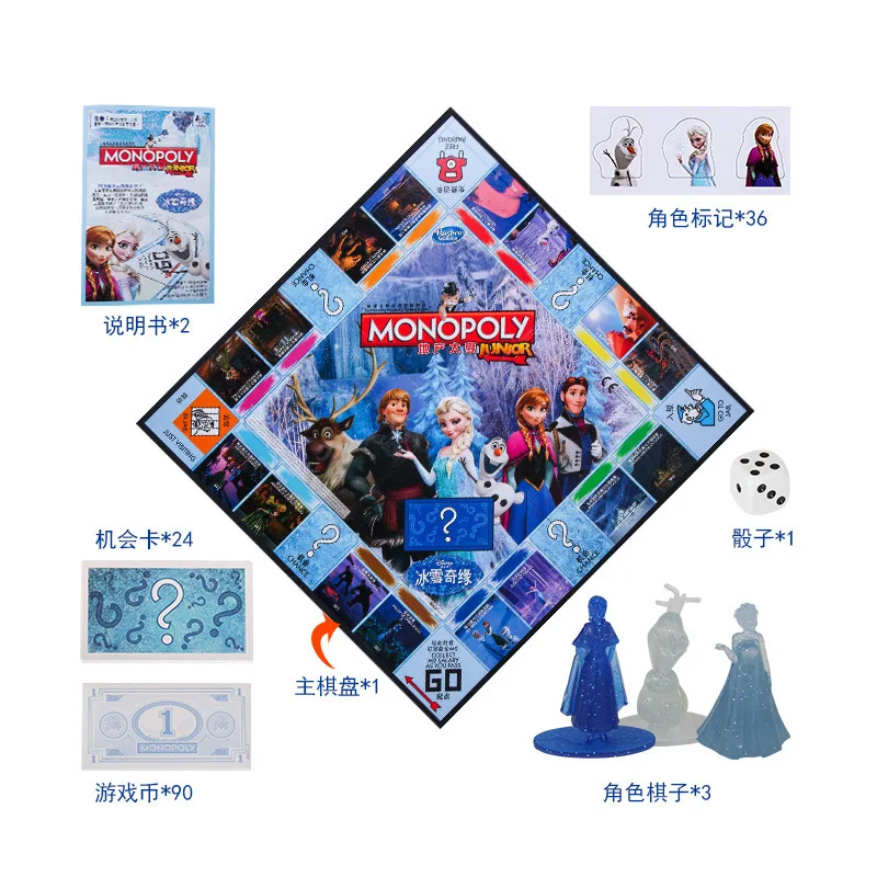  Hasbro Monopoly Frozen Parent-child Multiplayer Board Game Table Strategy Family Gaming Together Me