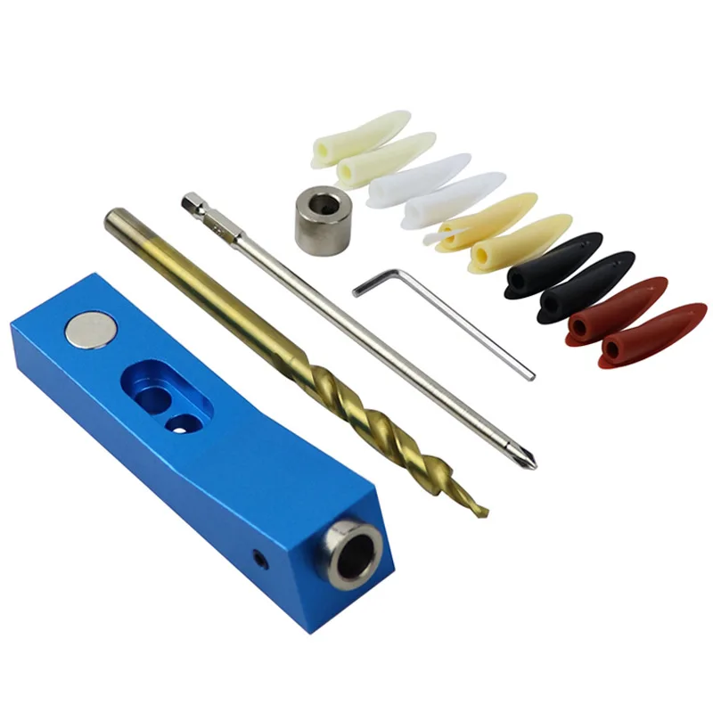 

Woodworking Pocket Hole Jig Kit Angle Drill Guide Set Hole Puncher Locator Drill Bit Set For DIY Carpentry Tools