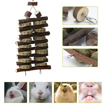 

Chew Molar Skewer Hay Briquette Teeth Grinding Toy Double Row Bite Wooden Apple Branch Molar Toy For Guinea Pigs Hamsters