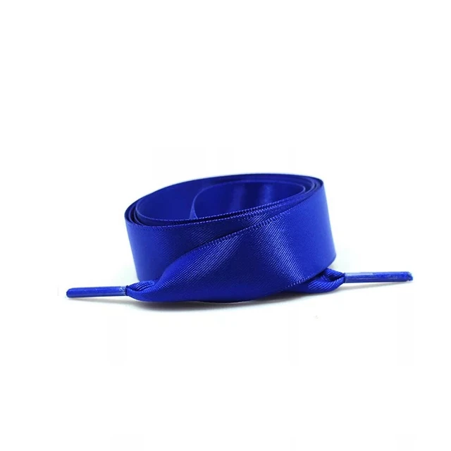 1 Pair 22 Colors Silk Satin Shoelaces 2 CM Width Flat Ribbon Shoe laces Boots Women Sneakers Shoelace Length 80CM 100CM 120CM S1 Royal blue