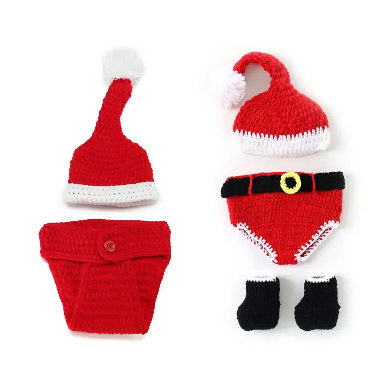 Реквизит для фотосессии новорожденных; Рождественский вязаный костюм Санты; наряды