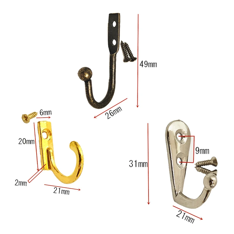 5/10Pcs Vintage Retro Single Prong Hanging Hooks Wall Mounted Zinc Alloy  Home Towel Hanger Bathroom Rack Clothes Carabiner