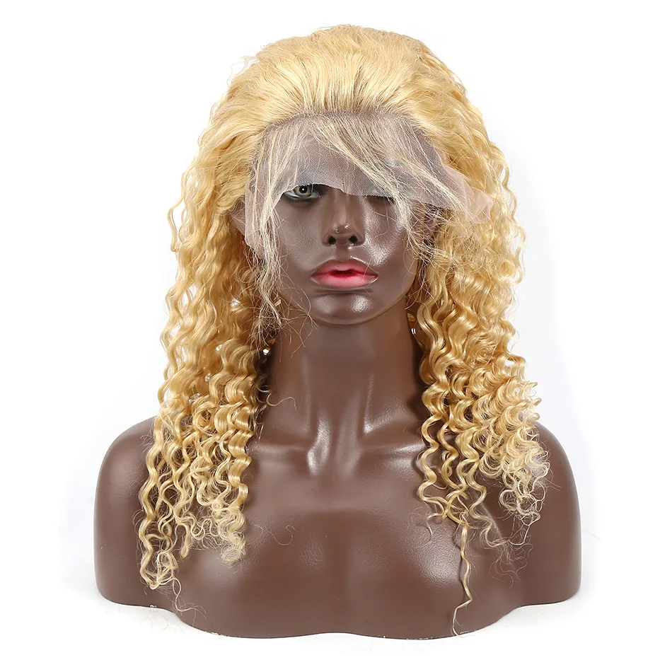 

Poker Face613 Honey Blonde Malaysian Curly Lace Front Wig Deep Wave 613 Color Pre Plucked Human Hair Lace Frontal Wigs
