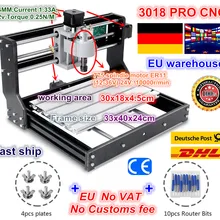 DE Free VAT CNC 3018 PRO лазерный гравер древесины CNC маршрутизатор машина GRBL ER11 Хобби DIY гравировальный станок для дерева PCB ПВХ мини ЧПУ