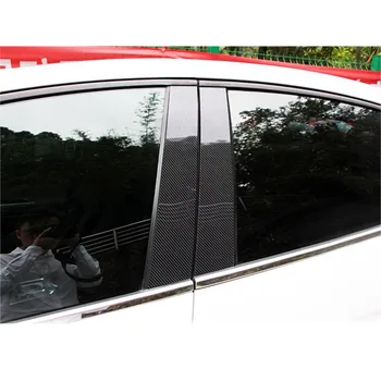 

Fiber Pillar stickers Black PC Plastic 6pcs Window Carbon High quality