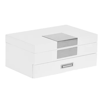 

Jewelry Box Large Capacity Piano Paint Storage Jewelry Box Earring Ring Necklace with Mirror Watch Jewelry Organizer White