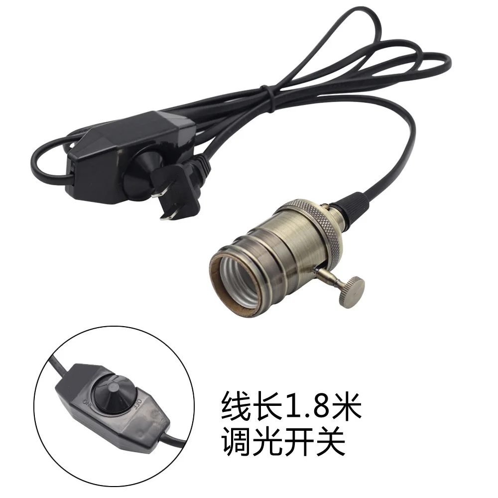 Aluminum Lamp European Style Modern Metal Button Dimmer Switch Plug Retro Vintage Lamp Holder Accessories E27 Edison Screw