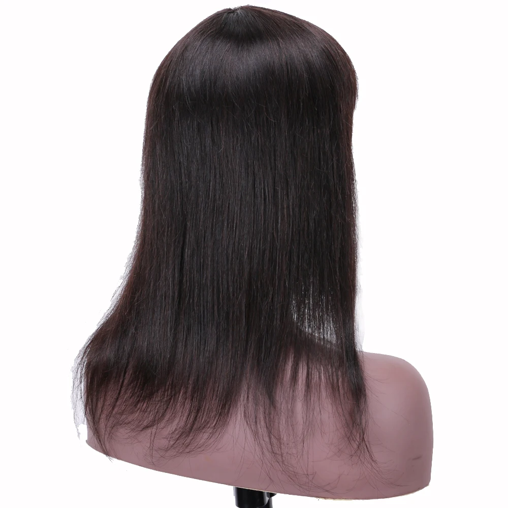Fringe Wig Human Hair Extensions Straight Thick Bang Brazilian Straight Human Hair wig 180% density remy natural color 8-30inch