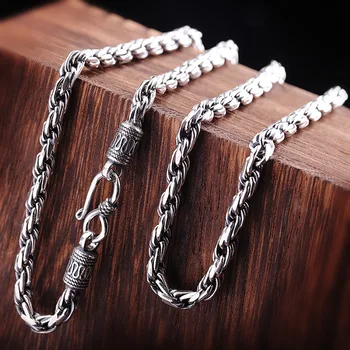 

direct sales of Taiyin Sterling Silver Necklace S925 pure silver jewelry personality men's antique Necklace New Product