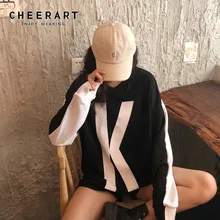 Cheerart двусторонний пуловер Толстовка женская с длинным рукавом толстовки Повседневная Корейская толстовка черный белый осень