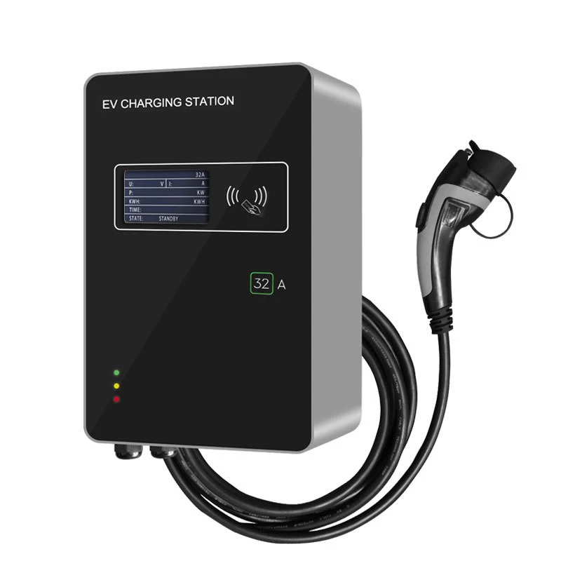 

Single Phase Three Phase EV Charger 32A Electric Car Charging Station With 5M Saej 1772 Plug / IEC 62196 Plug For Home Charging