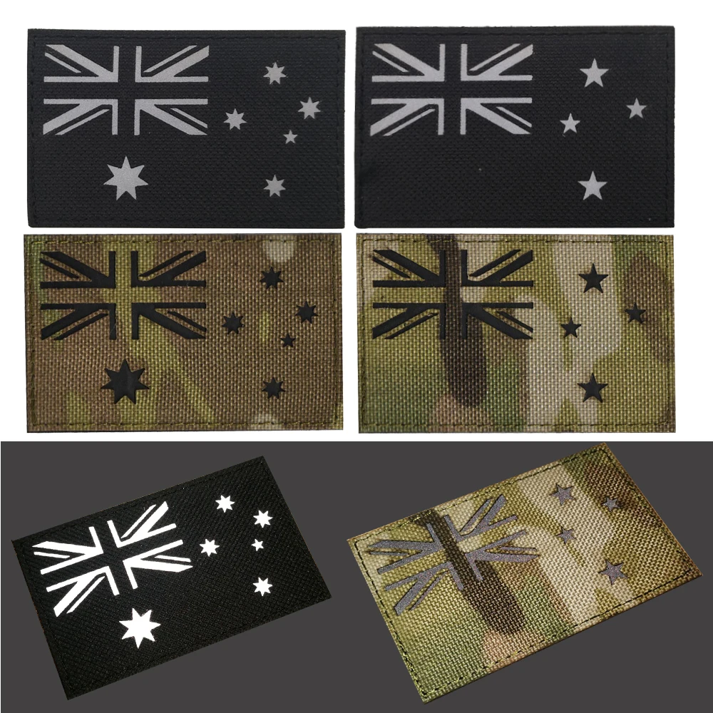 

1PC Camouflage Reflective Australia New Zealand Flag Embroidery Patch Patch Tactical Armband Clothing Backpack With Chapter