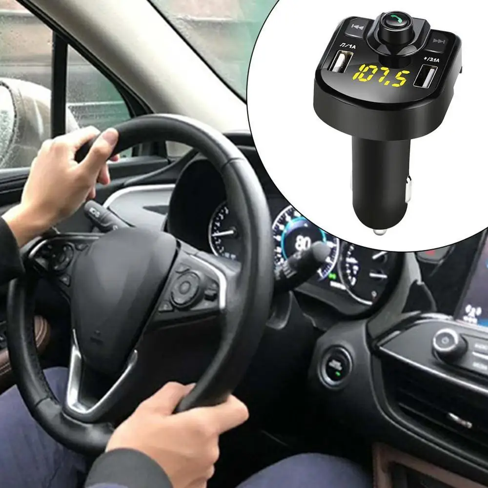 Bluetooth MP3 плеер FM передатчик громкой связи беспроводной радио адаптер USB Автомобильное зарядное устройство 2.1A MP3 плеер SD воспроизведение музыки