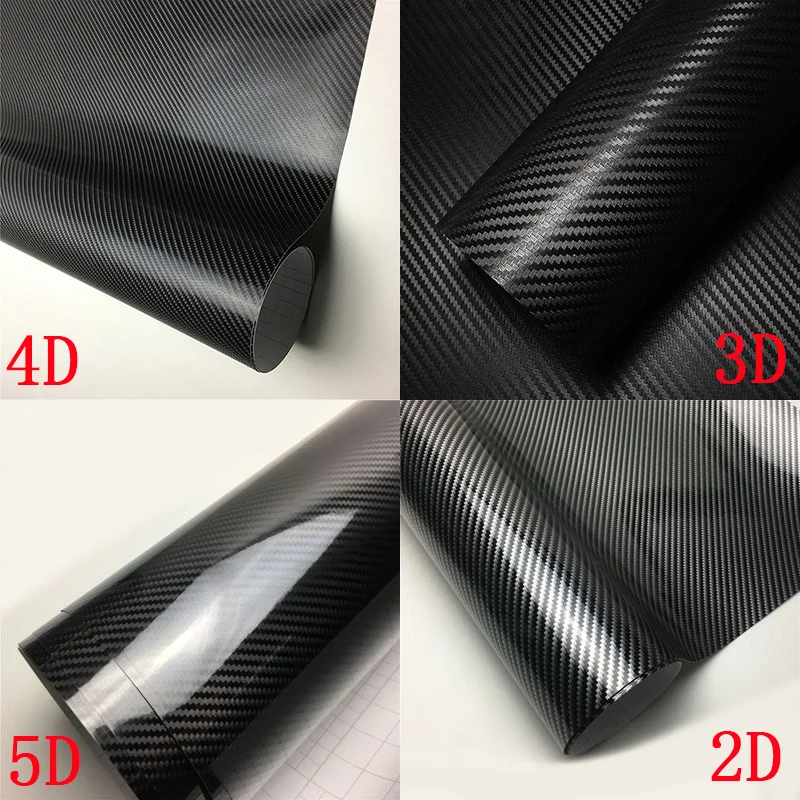 

black 2D 3D 4D 5D Carbon Fiber Vinyl Car Wrap Sheet Roll Film Car stickers and Decals Waterproof Motorcycle Sticker Styling