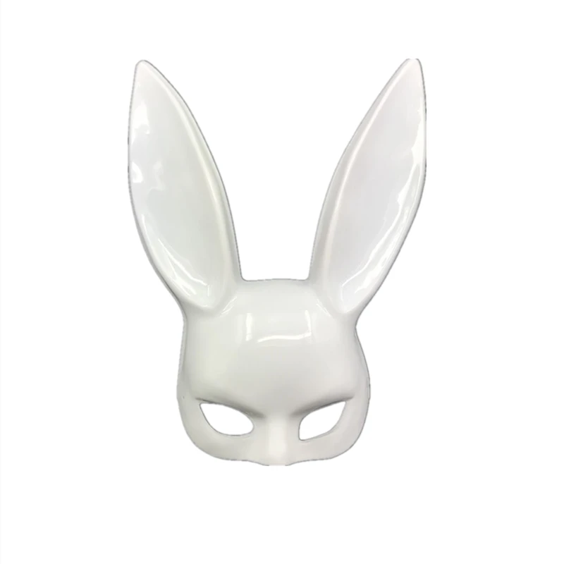 Горячая Женская сексуальная маска с заячьими ушками, длинные уши кролика, маска для связывания на Хэллоуин, маскарад, вечеринку, косплей, костюм, реквизит, черный/белый - Цвет: liang white