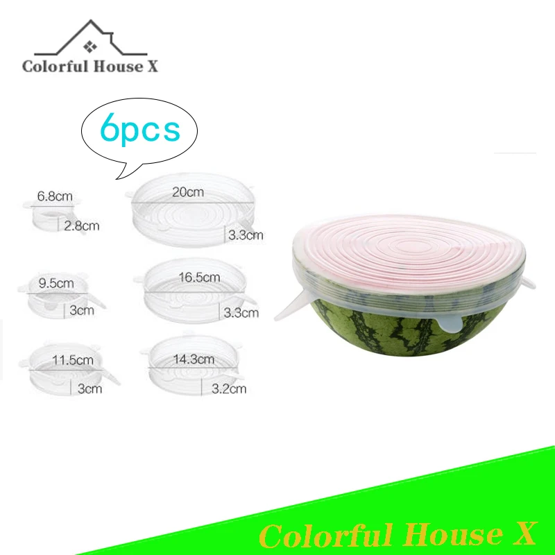 

6pcs Set Of Silicone Fresh-Keeping Cover Universal Bowl CoverSealed Refrigerator Kitchen Food Leakproof Environmental Protectio