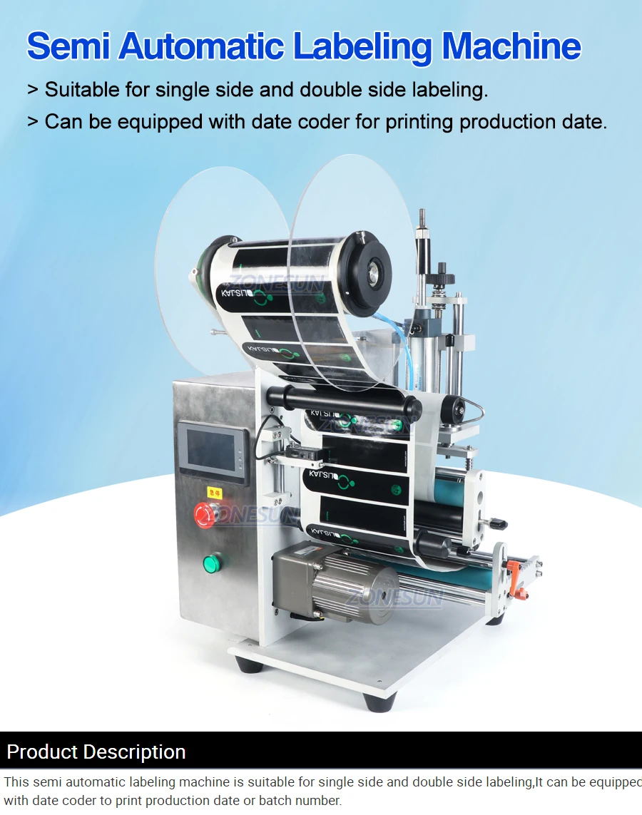 ZONESUN ZS-TB100SW Semi Automatic Round Bottle Labeling Machine