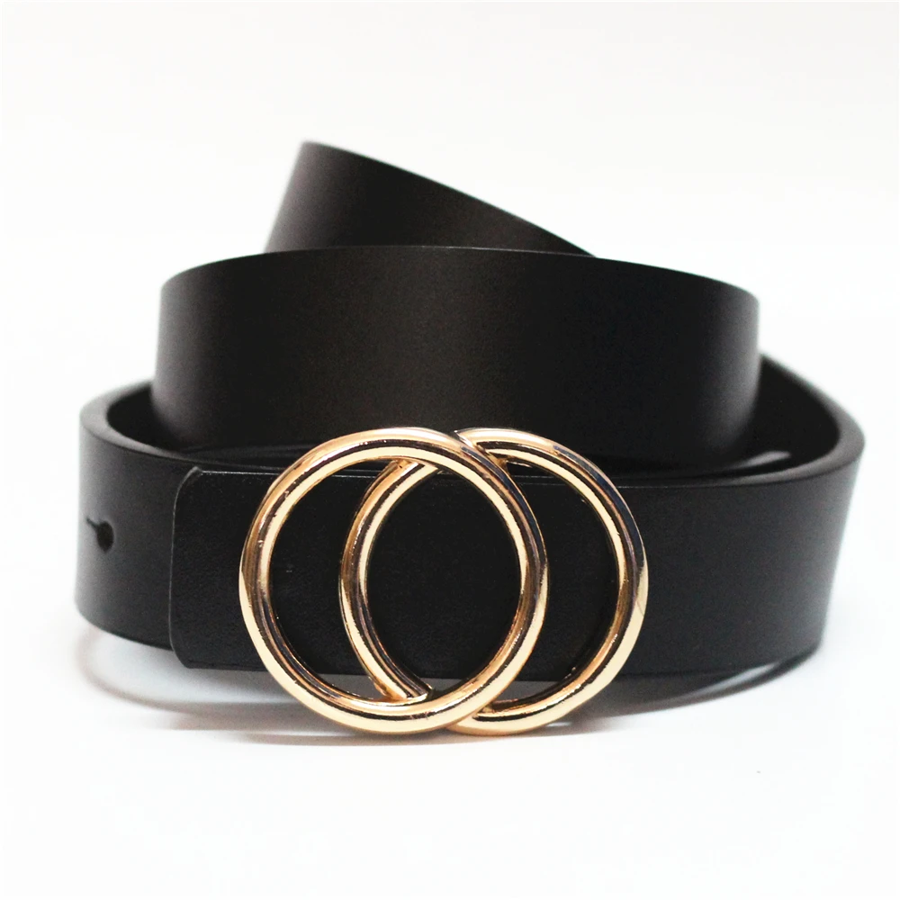 Lxury marca círculo Pin hebillas cinturón femenino deducción lado oro hebilla джинсы cinturones salvajes para модный привлекательный раздельный купальник moda estudi