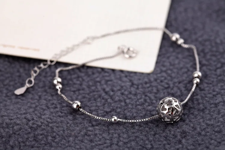 Fashion 925 Sterling Ladies Silver Anklets Ball Manual Anklet Bracelet For Women & Girl Jewelry Foot Jewelry anklet bracelets silver anklets ankle chain