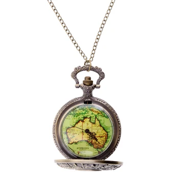 

Antique Bronze 12 Constellation Cover Map VintageHand-wound Mechanical Quartz Pocket Watch Penant with Chain 31.5 inch