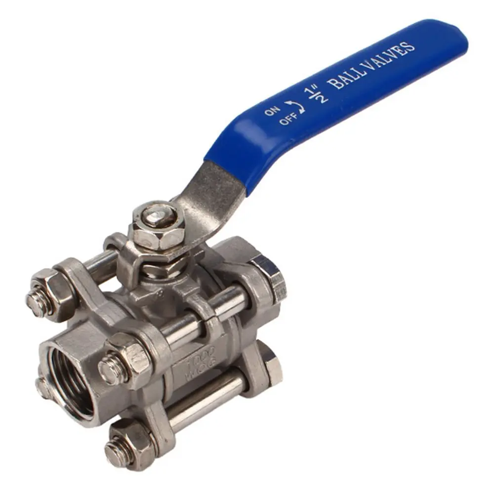 

1/2" Threaded 3 Piece 304 Stainless Steel Ball Valve for Solvent Oil DN15