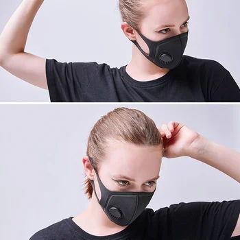 

Fashion Black Sponge Mask Washable Valve Mask Made with Adjustable Straps