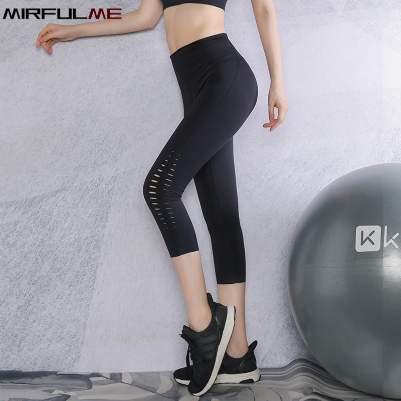 Summer Women Sport Leggings High Waist Cropped Yoga Pants Elastic Soft