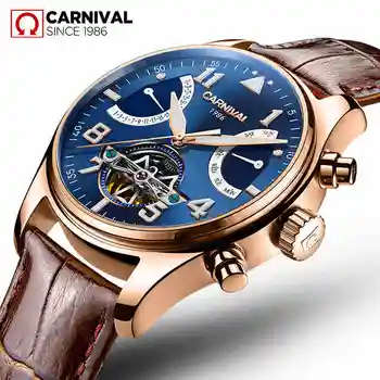 

Relogio Masculino CARNIVAL Brand Tourbillon Watch Men Luxury Waterproof Fashion Luminous Automatic Mechanical Wristwatch For Man