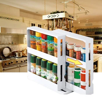 

Rotating Shelf Kitchen Cabinet Storage Rack Slide Large PP Home Seasoning Bottle Holder Desktop Cupboard Spice Organizer