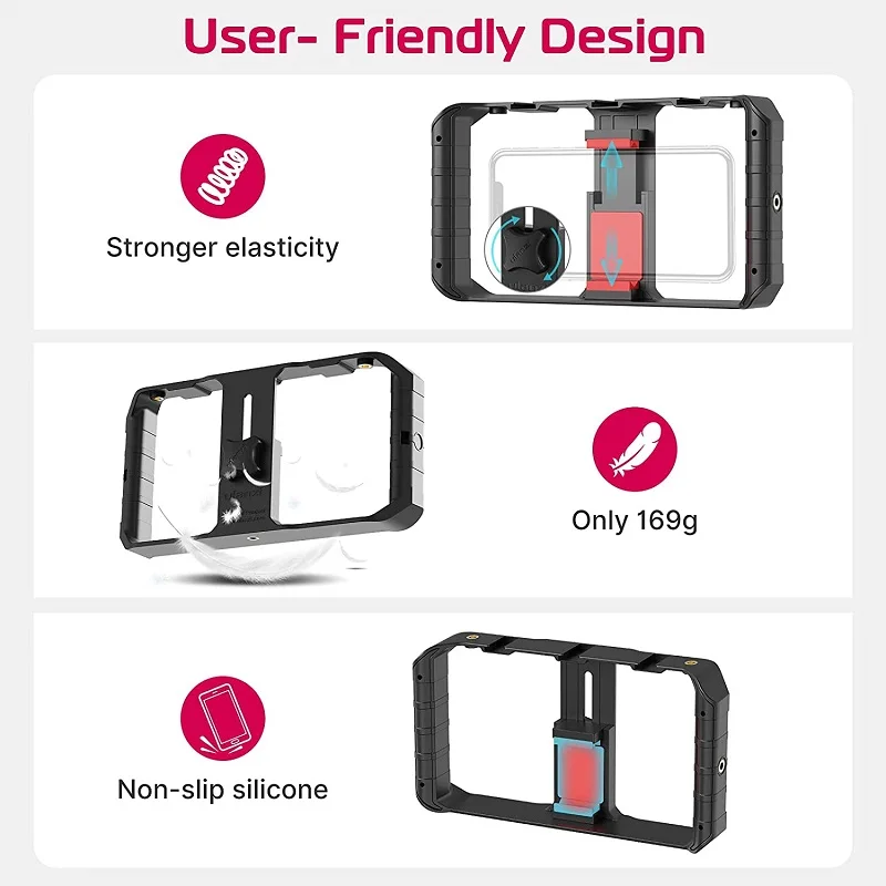 Ulanzi Smartphone Cage Filmmaking Case Small U Rig Hand Grip Phone Video Stabilizer With Cold Mount for iPhone 13 14 15 Android