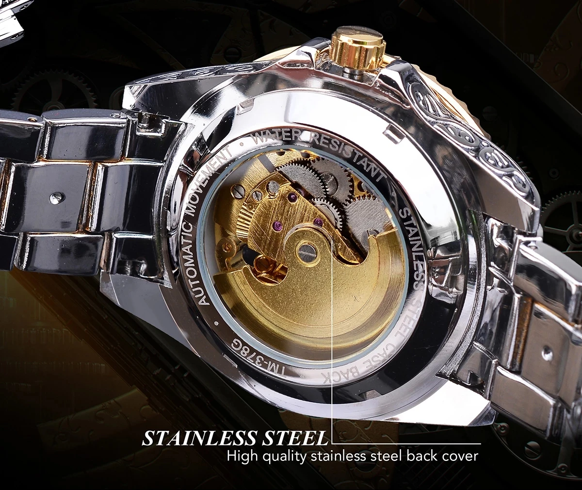 Forsining Diamond Automatic Watches Men Mechanical Wristwatches Fashion Golden Black Skeleton Wrist Watch Luxury Zegarek Męski