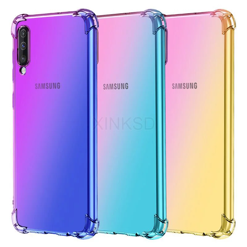 Противоударный силиконовый чехол для samsung Galaxy A51 A90 A30 A50s A80 A60 M40 A70 A70s A40 A30 A20 A10 A9 A7 чехол Чехол градиент