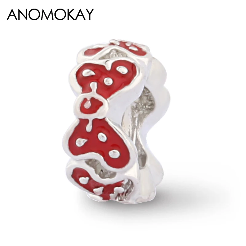 Anomokay прекрасный с красным бантом бусины-подвески для Для женщин и девочек