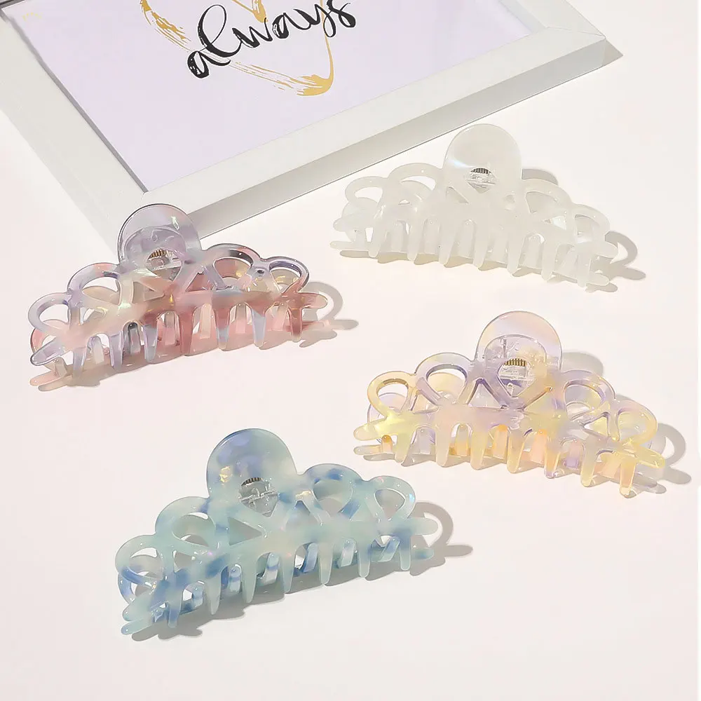 Korean French Women Girls Geometric Acetate Hair Claw Clamps Plastic