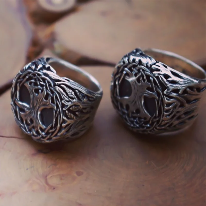 Бесконечность Yggdrasil перстень мужское Древо жизни серебряное кольцо амулет бижутерия из природных материалов