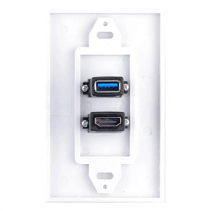 1x2 порта HDMI+ USB 3,0 женская настенная Лицевая панель розетка удлинитель белый