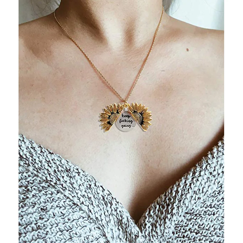 Модное женское ожерелье из подсолнечника ты мой ожерелье «солнце» Подсолнух открытый медальон кулон из золота и серебра Подарочные ожерелья украшения