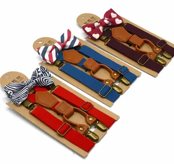 

Kids Gentle Bow Ties High Elastic Butterfly knot Kids Baby Boys toddler Wedding Matching Braces Suspenders Luxury Bow Tie Set
