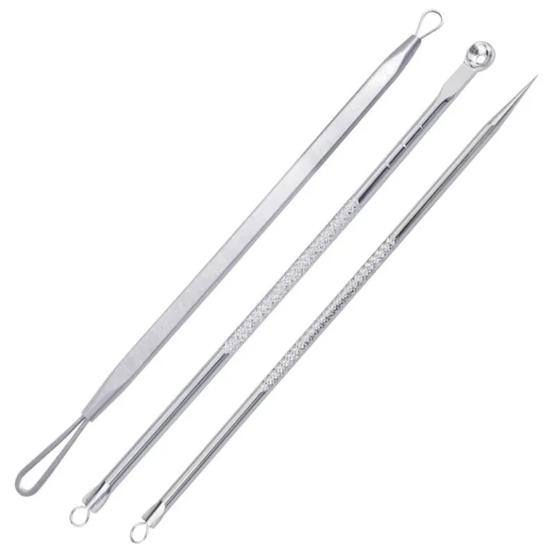 3PCS Stainless Steel Extractor Blackhead Remover Needles Dots Cleaner Acne Blemish Remover Needles Black Spot Pore Cleanser