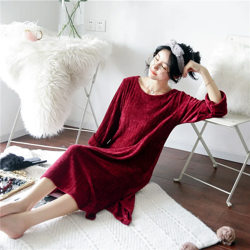 Women's Sleepwear Women's Autumn And Winter New Style Nightdress Long-Sleeve Thick-Home Wear Warm Plush Pajamas Korean-style Loo Women's Sleepwear Women's Autumn And Winter New Style Nightdress Long-Sleeve Thick-Home Wear Warm Plush Pajamas Korean-style Loo
