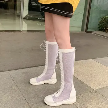 

Breathable Sneakers Women Lace Up Mesh Wedges Gladiator Sandals Female Summer Round Toe Chunky Platform Pumps Shoes Casual Shoes