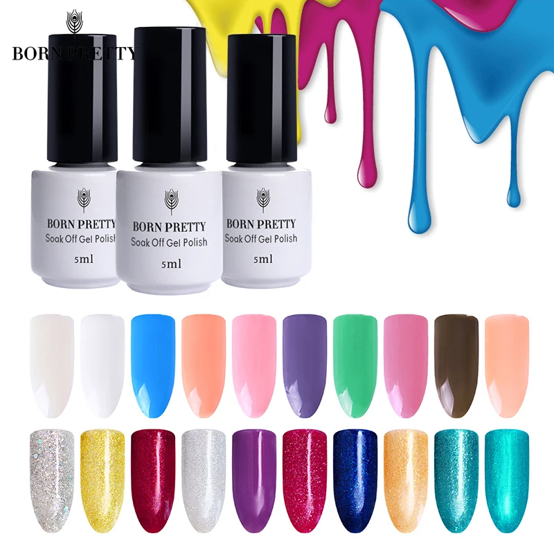 

BORN PRETTY One-step UV Gel Nail Polish 5ml Colorful Soak Off 3 in 1 Gel Manicure Nail Art UV Gel Varnish Polish