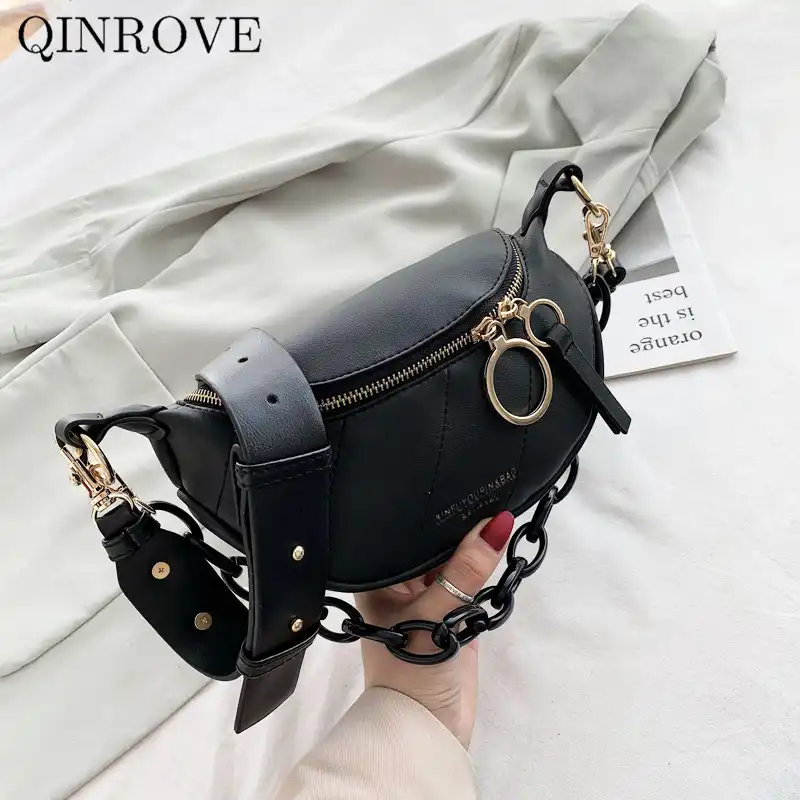 ウエストバッグ女性レディースpuレザー肩バッグ女性ファッション枕クロスボディベルトバッグ形状チェーン固体色黒 ショッピングバッグ Aliexpress