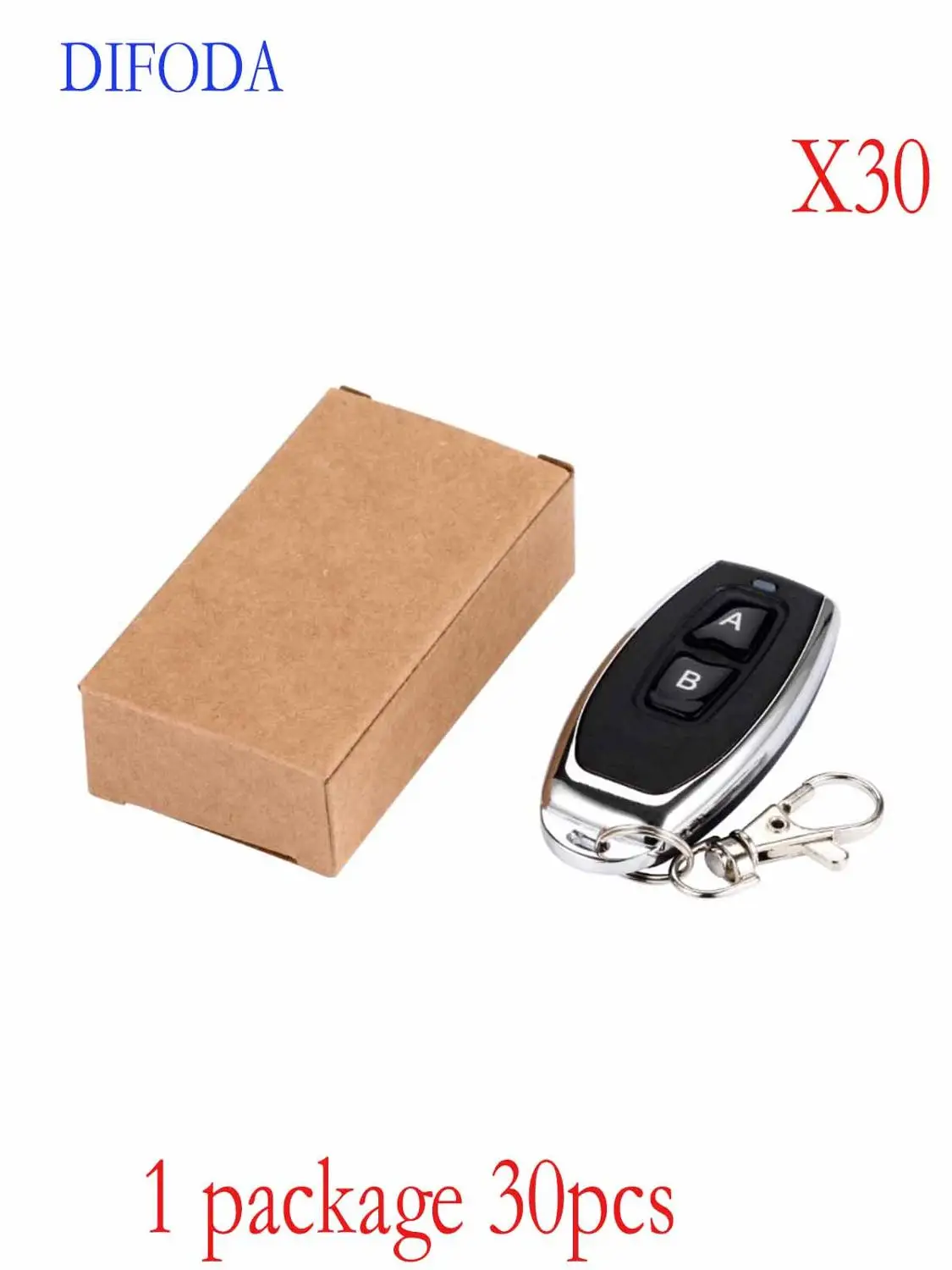 

30 pcs RF 2 key Remote Control Learning code 1527 EV1527 For Gate garage door controller Alarm 433mhz Receiver included Battery